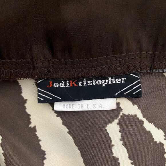 Vintage 90's Jodi Kristopher Satin Brown Zebra Print Dress- Funky Hippie Boho - Picture 14 of 14